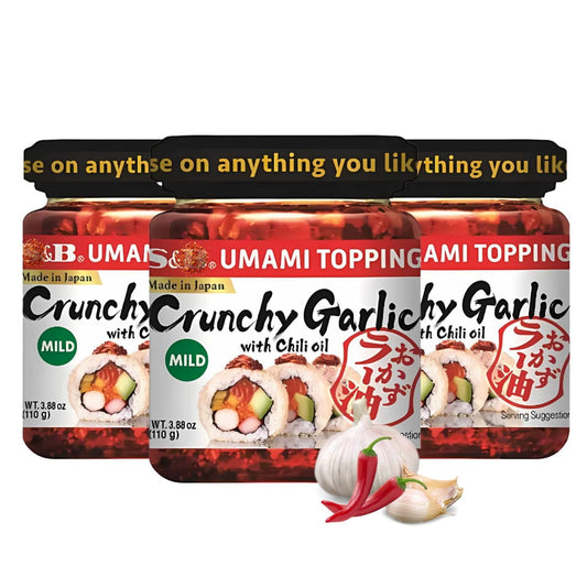 S&B Uami Topping Crunchy Garlic With Chili Oil (Pack of 3)
