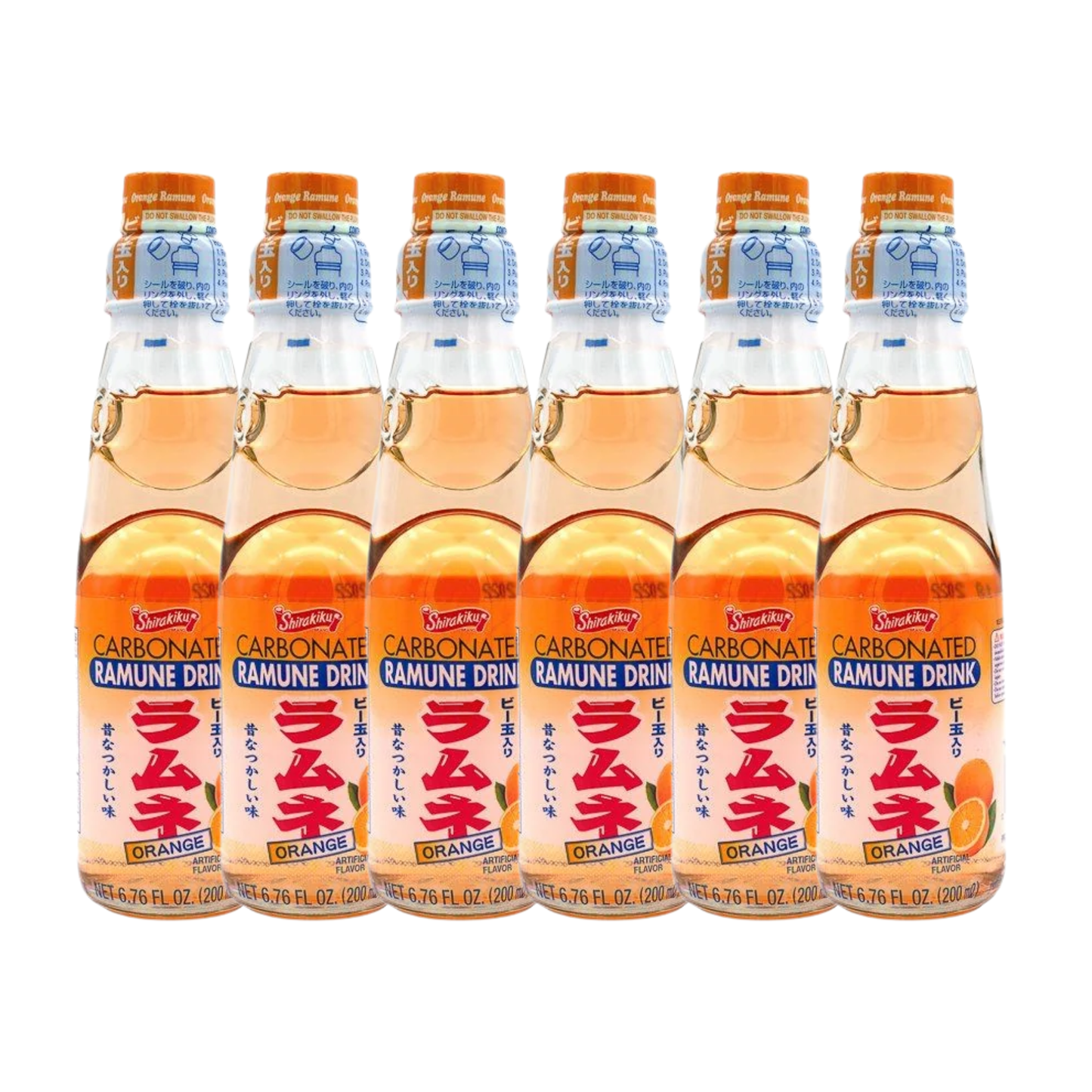 Ramune Japanese Drinks (Orange Flavor 6 Pack)
