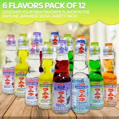 Ramune Japanese Drinks Variety Pack (12 Flavors)