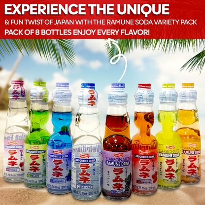 Ramune Japanese Drinks Variety Pack (8 Flavors)