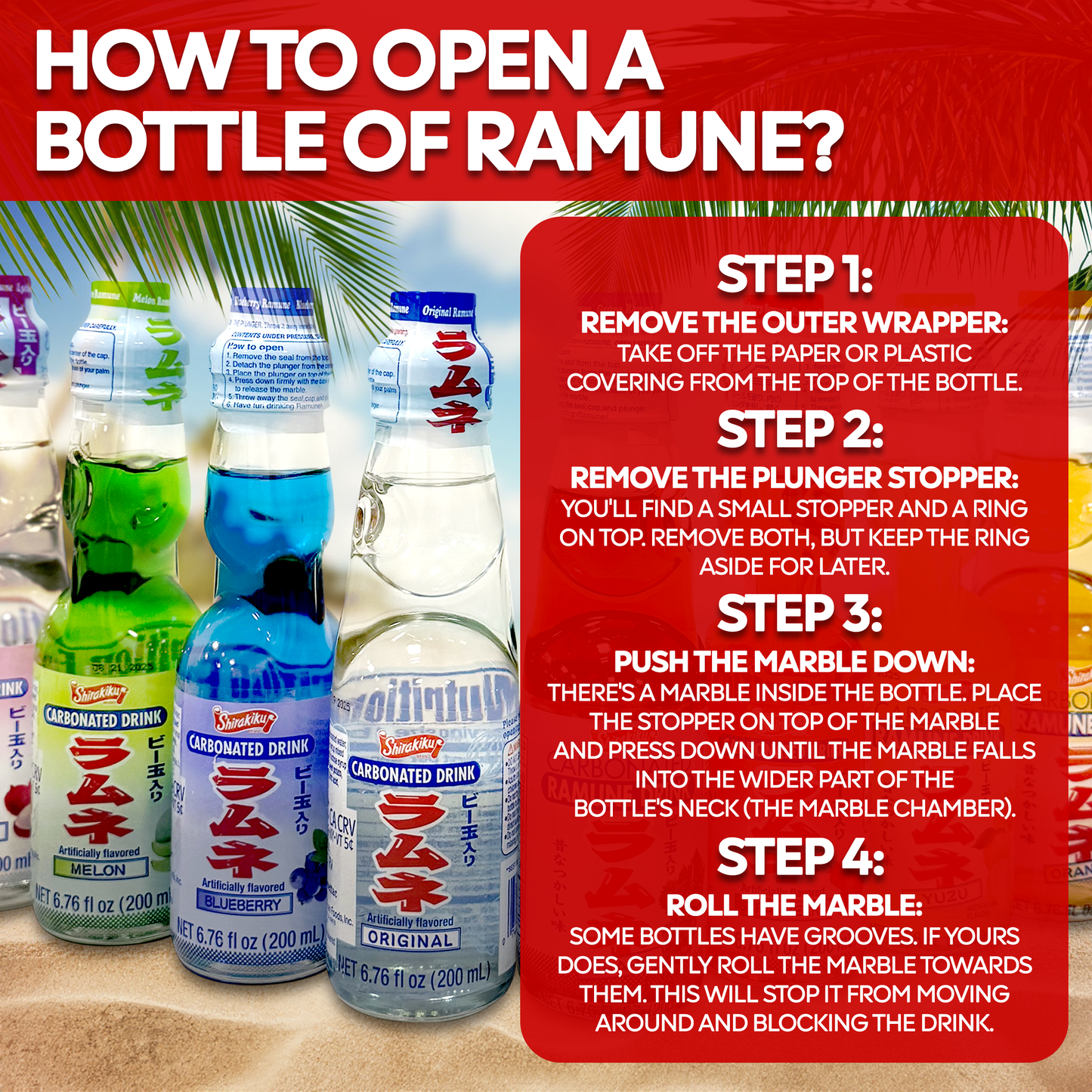Ramune Japanese Drinks Variety Pack (8 Flavors)