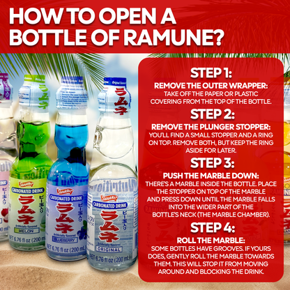 Ramune Japanese Drinks Variety Pack (8 Flavors)